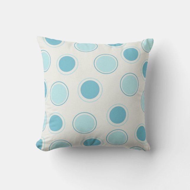 Cercles bleus sur Coussin MOJO blanc (Recto)