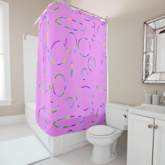 Cercles Boucles Moderne rose Magenta Douche Rideau (En situation)