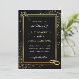 Cercles Champagne Faire-part de mariage d'or noir