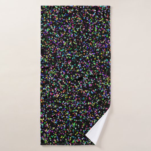 Cercles colorés bulles sur motif unique noir (Serviette de bain)