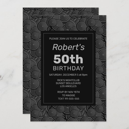 Cercles cool 50e anniversaire Invitation (Devant / Derrière)