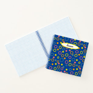 Cercles d'aqua rose jaune - Points Journal bleu