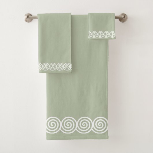 Cercles de spirale abstraits sur fond vert sauge (En situation)