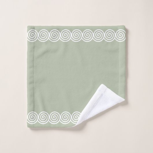 Cercles de spirale Abstraits sur le vert de l'âge (Gant de toilette)