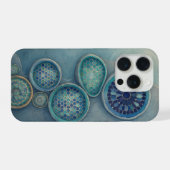 Cercles d'hexagone Design Abstrait Steampunk Bleu (Verso Horizontal)