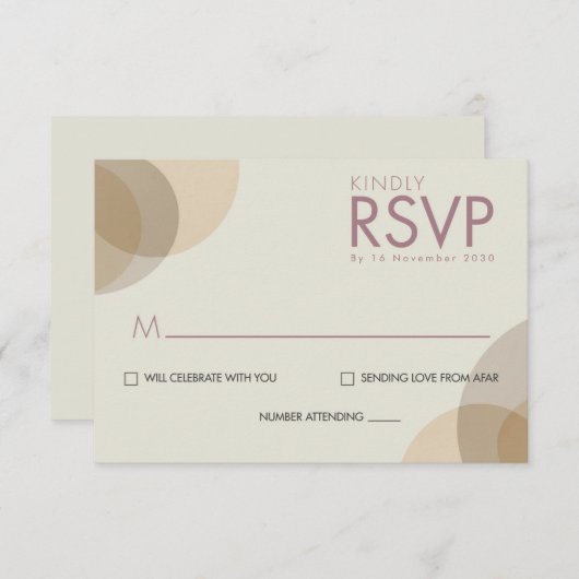 Cercles d'ivoire Champagne minimaux Mariage Carte (Devant / Derrière)