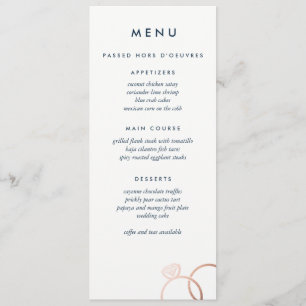 Cercles d'or Rose moderne Menu personnalisé Mariag