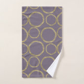 Cercles dorés et taupe rustique Violet Moderne Ten (Serviette à main)
