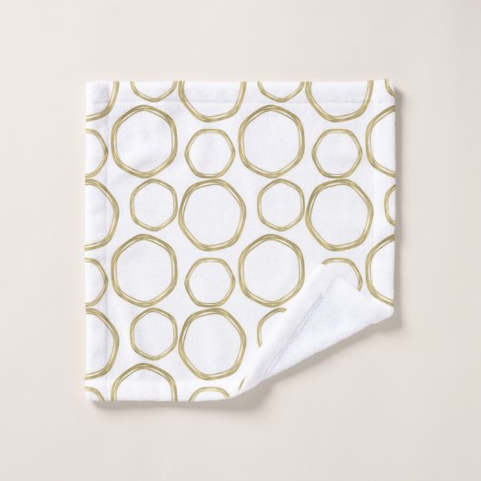Cercles Dorés Sur Fond Blanc Moderne (Gant de toilette)