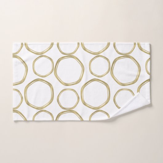 Cercles Dorés Sur Fond Blanc Moderne (Serviette à main)