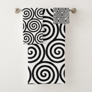 Cercles en spirale abstraits en noir et blanc Serv