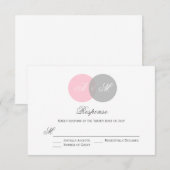 Cercles enchaînés rose et gris Carte RSVP de maria (Devant / Derrière)