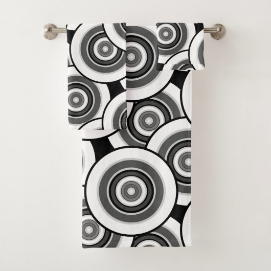 Cercles et anneaux quadrillage géométrique noir et (En situation)