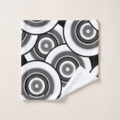 Cercles et anneaux quadrillage géométrique noir et (Gant de toilette)