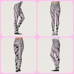 Cercles et diamants Motif Gris Leggings roses<br><div class="desc">Ces leggings dans des vagues tordues de cercles et de diamants en noir et gris sont un design gris monochromatique amusant et pointu avec un rougissement de rose. La motif monochromatique fait une déclaration de mode qui est amusante et chic.</div>