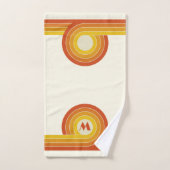 Cercles et lignes de style rétro jaune et orange (Serviette à main)