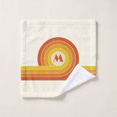 Cercles et lignes de style rétro jaune et orange (Gant de toilette)