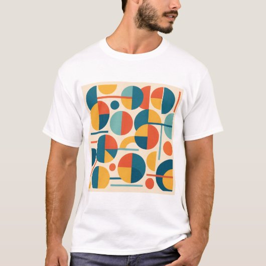 Cercles et lignes géométriques colorés T-shirt (Devant)