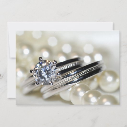Cercles et perles blanches Faire-part de mariage (Devant)