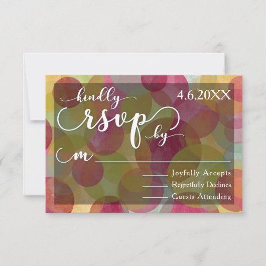 Cercles Fantaisistes Colorés | RSVP Mariage Blanc (Devant)