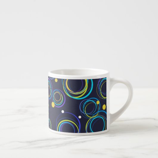Cercles funky bleu marine espresso mug (Droite)
