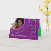 Cercles funky "votre image\" carte d'anniversaire  (Fleur jaune)