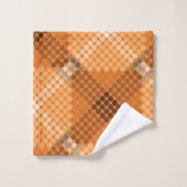 Cercles gris à brun sur orange, formant carré (Gant de toilette)