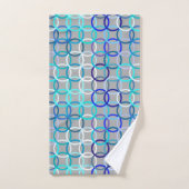 Cercles, gris, bleu et blanc modernes de la moitié (Serviette à main)