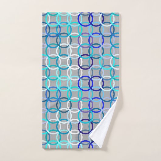 Cercles, gris, bleu et blanc modernes de la moitié (Serviette à main)