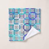 Cercles, gris, bleu et blanc modernes de la moitié (Gant de toilette)