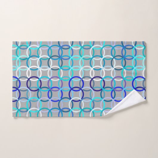 Cercles, gris, bleu et blanc modernes de la moitié (Serviette à main)