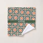 Cercles gris vert Motif minimal (Gant de toilette)