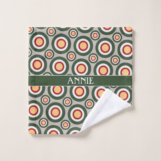Cercles gris vert Motif minimal (Gant de toilette)
