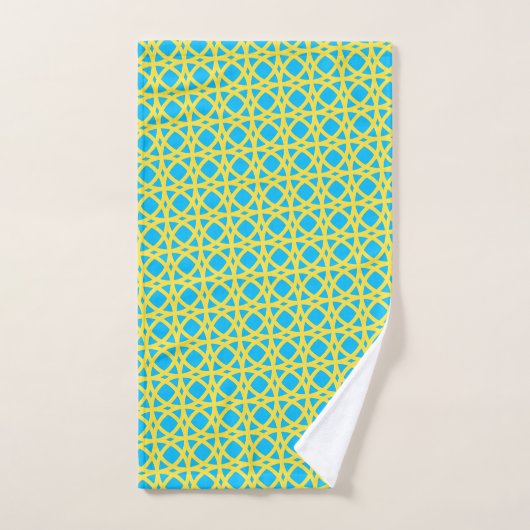 Cercles Interverrouillés Jaune Vibrant Motif Bleu (Serviette à main)
