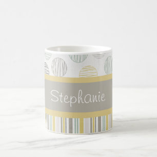 Cercles jaunes et gris Mug de café personnalisé