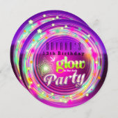 Cercles lumineux et étoiles Invitations de fête d' (Devant / Derrière)