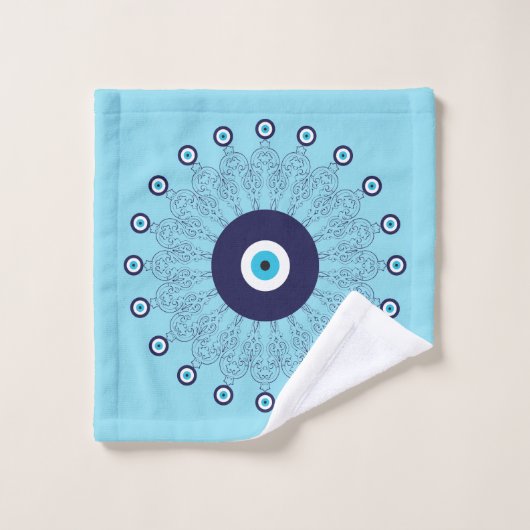 Cercles Mandala bleu méditerranéen (Gant de toilette)
