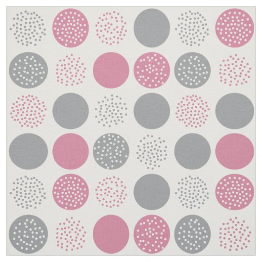 Cercles modernes pointes gris blanc tissu rose (Échantillon)