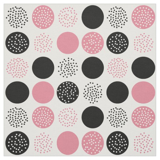 Cercles modernes Points Blanc Black Rose Tissu (Échantillon)