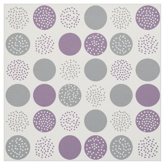 Cercles modernes Points Blanc Gris Plum Tissu (Échantillon)