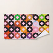 Cercles multicolores cool et trèfles roses (Serviette à main)