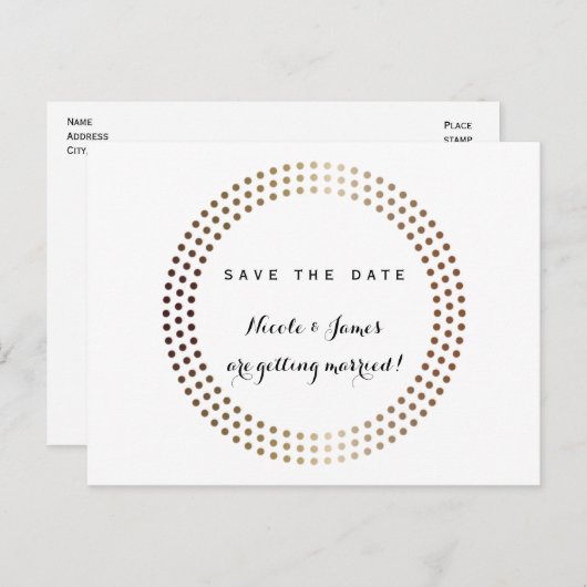 Cercles Or Dotée Moderne Enregistrer La Date Carte (Devant / Derrière)