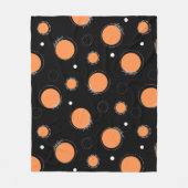 Cercles orange et fond noir Couverture en polaire (Devant)