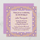 Cercles Peach & Lilac Invitation à la fête d'anniv (Devant / Derrière)