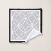 Cercles pétales diamants noir gris blanc (Gant de toilette)