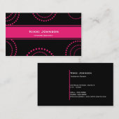Cercles pointillés noirs et roses Carte de visite  (Devant / Derrière)