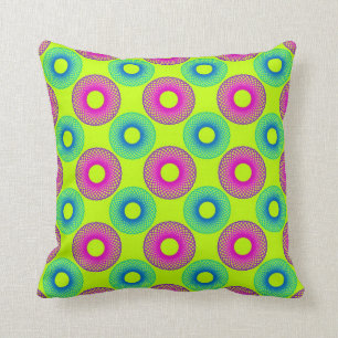Cercles psychédéliques sur le coussin de vert de