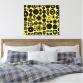 Cercles rétro Jaune, Noir 2 Toile Enveloppée (Insitu(Chambre))
