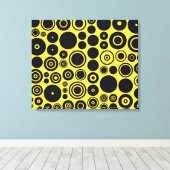 Cercles rétro Jaune, Noir 2 Toile Enveloppée (Insitu (Plancher de Bois))