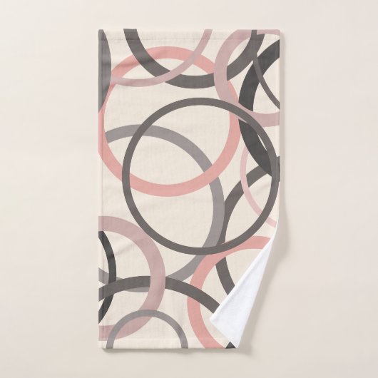 Cercles rose et gris (Serviette à main)
